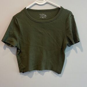 Time and Tru Olive Crop Top